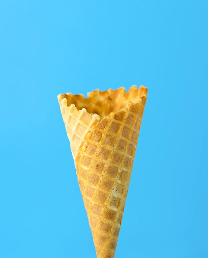 A cone standing on its tip